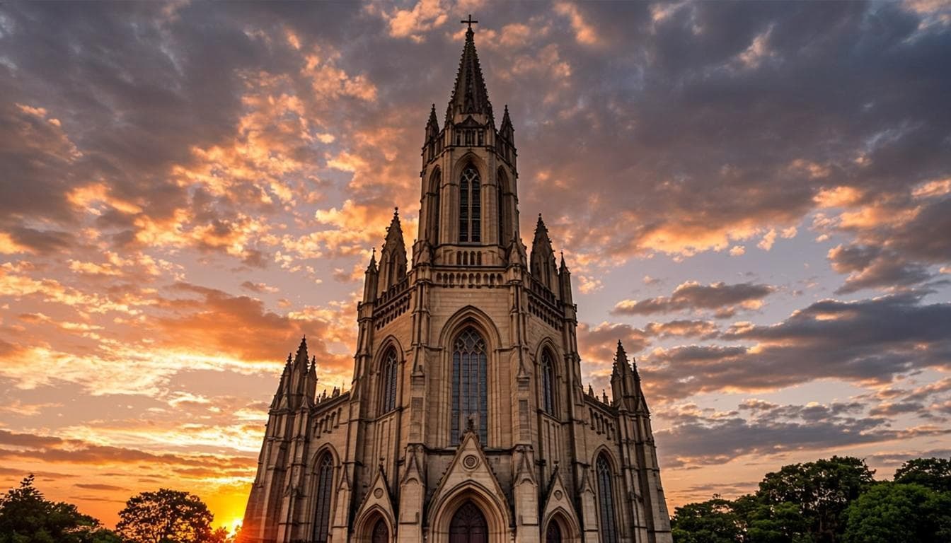 Grand cathedral at golden hour